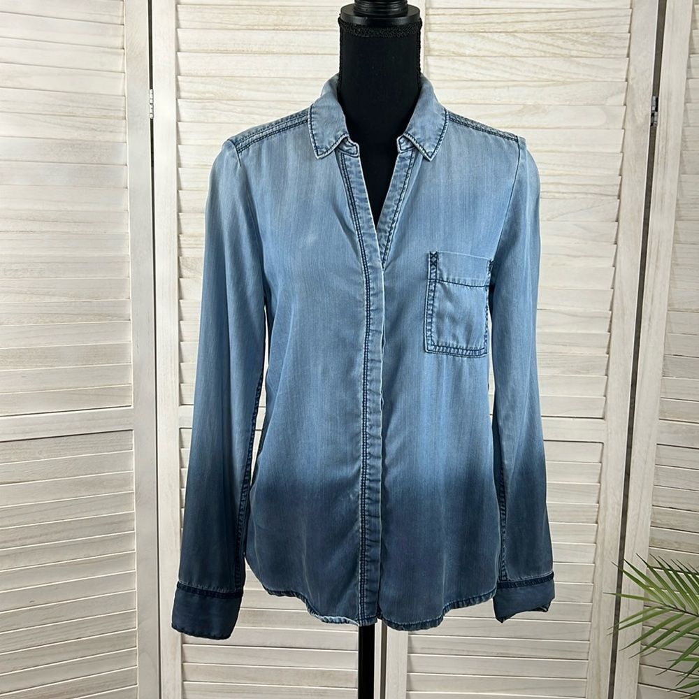 Anthropologie Holding Horses Chambray Denim blouse Top 4 / Small